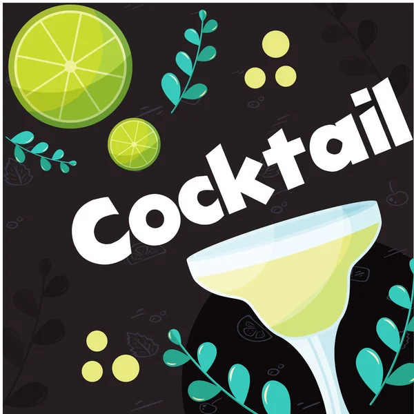 Cocktail Lemon Glass Cocktail Background Vector Image — Stock Vector