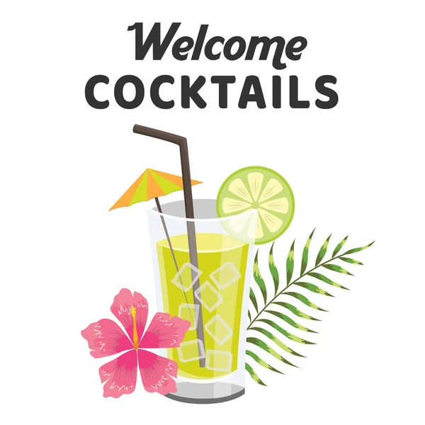 Welcome Cocktails Glass Cocktail Background Vector Image — Stock Vector