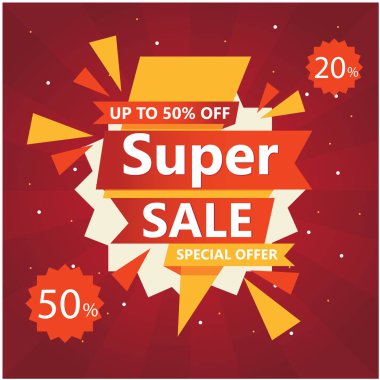 Süper Satılık ilâ % %50 20 indirimli özel fırsat vektör görüntü