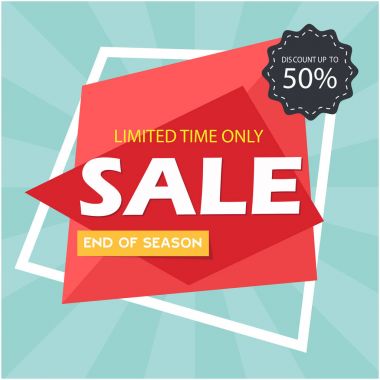 Satış indirim en çok % 50 sınırlı bir süre sadece vektör görüntü