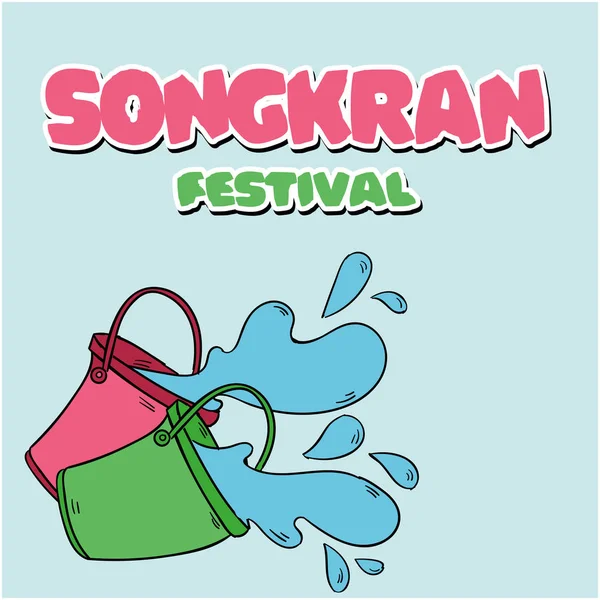 Songkran Fesztivál Vödör Víz Háttér Vektor Kép — Stock Vector