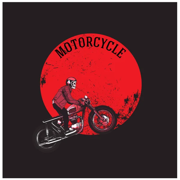 Moto Homme Équitation Moto Lune Rouge Image Vectorielle Fond — Image vectorielle