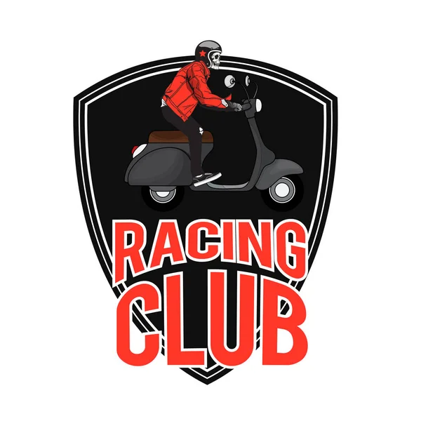 Racing Club Man Riding Vespa Background Vector Image — Stock Vector