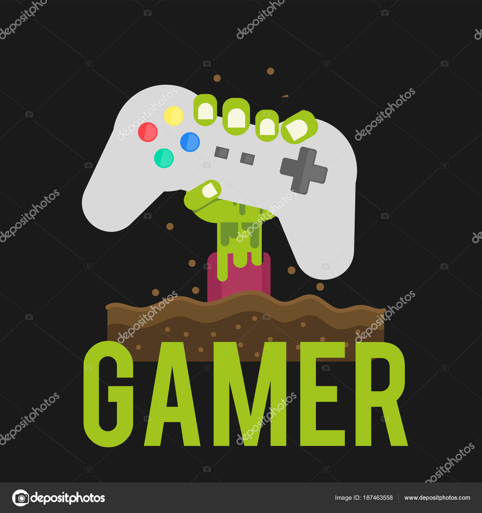 Gamer Zumbis Mão Segurando Imagem Vetor Fundo Joystick Vetores De