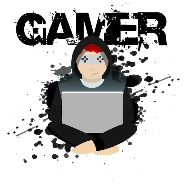 Gamer Jugador Negro Fondo Vector Imagen — Vector de stock