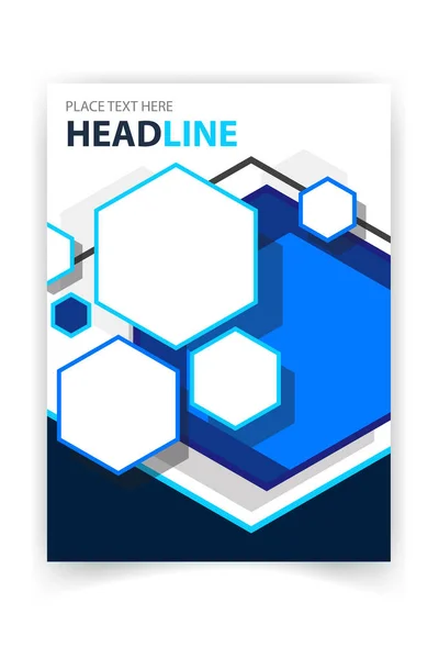 Poster Blue Hexagon Template Design Vector Image — Stock Vector