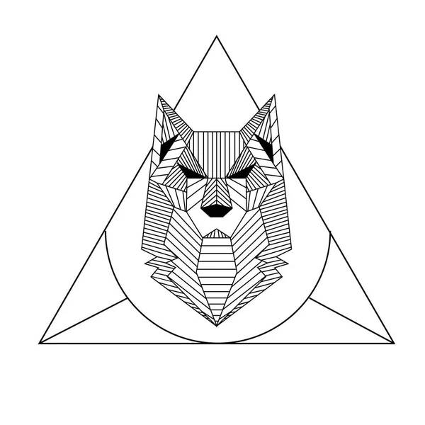 Abstraktní Geometrie Wolf Design Tetování Trojúhelník Pozadí Vektorový Obrázek — Stockový vektor