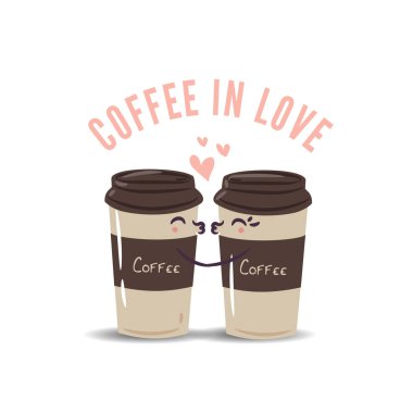 Kahve aşk iki öpücük Kupası arka plan vektör görüntü