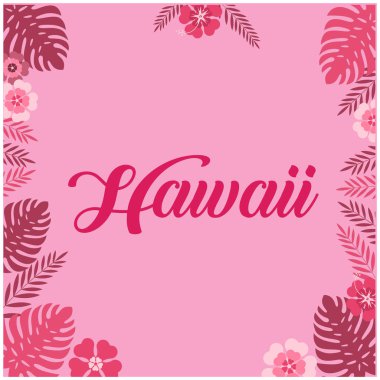 Hawaii yaprakları çiçek pembe arka plan vektör görüntü