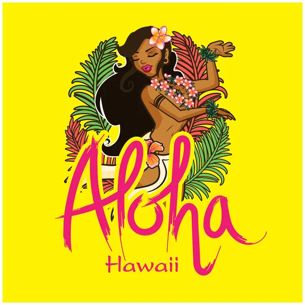 夏威夷女孩跳舞呼啦圈背景矢量图像 — 图库矢量图片