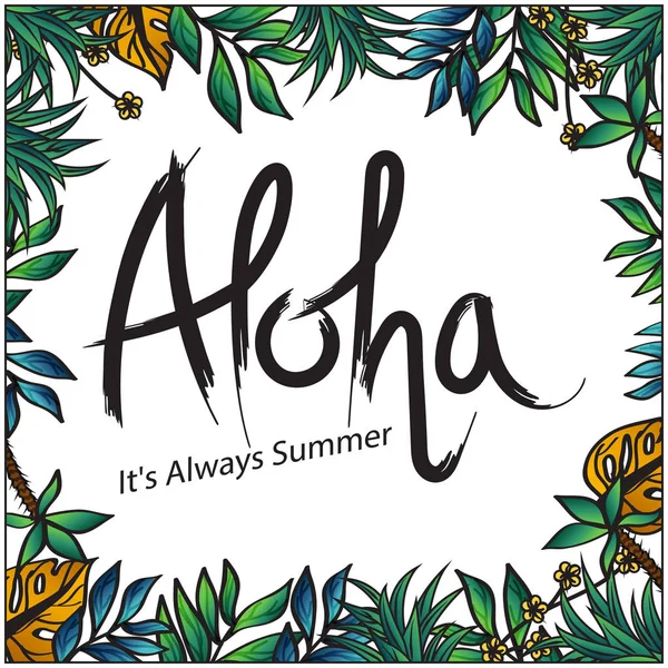 Aloha hep yaz yaprakları arka plan vektör görüntü oluyor