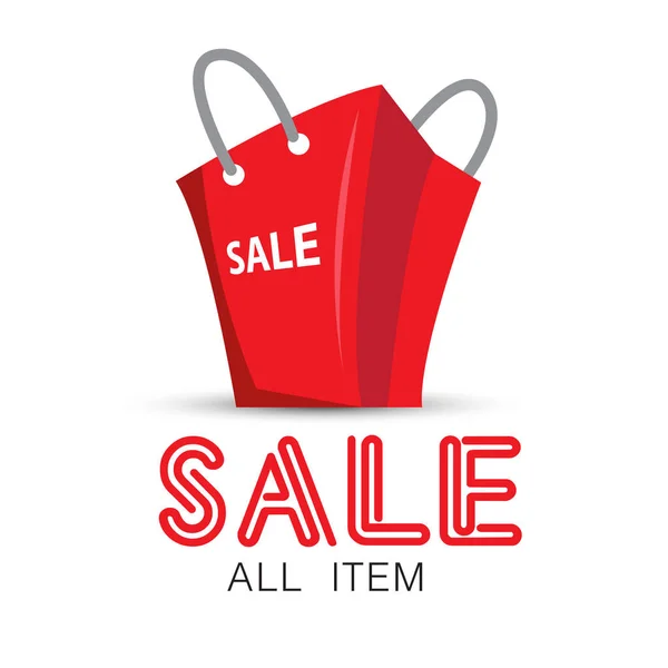 Shopping Sale All Item Red Bag Background Vector Image — Stock Vector