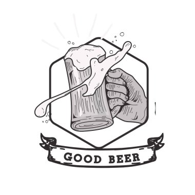Bira arka plan vektör görüntü tutan iyi bira şerit el