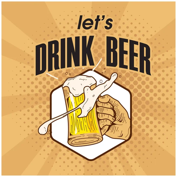 Pijme Pivo Ruky Držící Pivo Pozadí Vektorový Obrázek — Stockový vektor