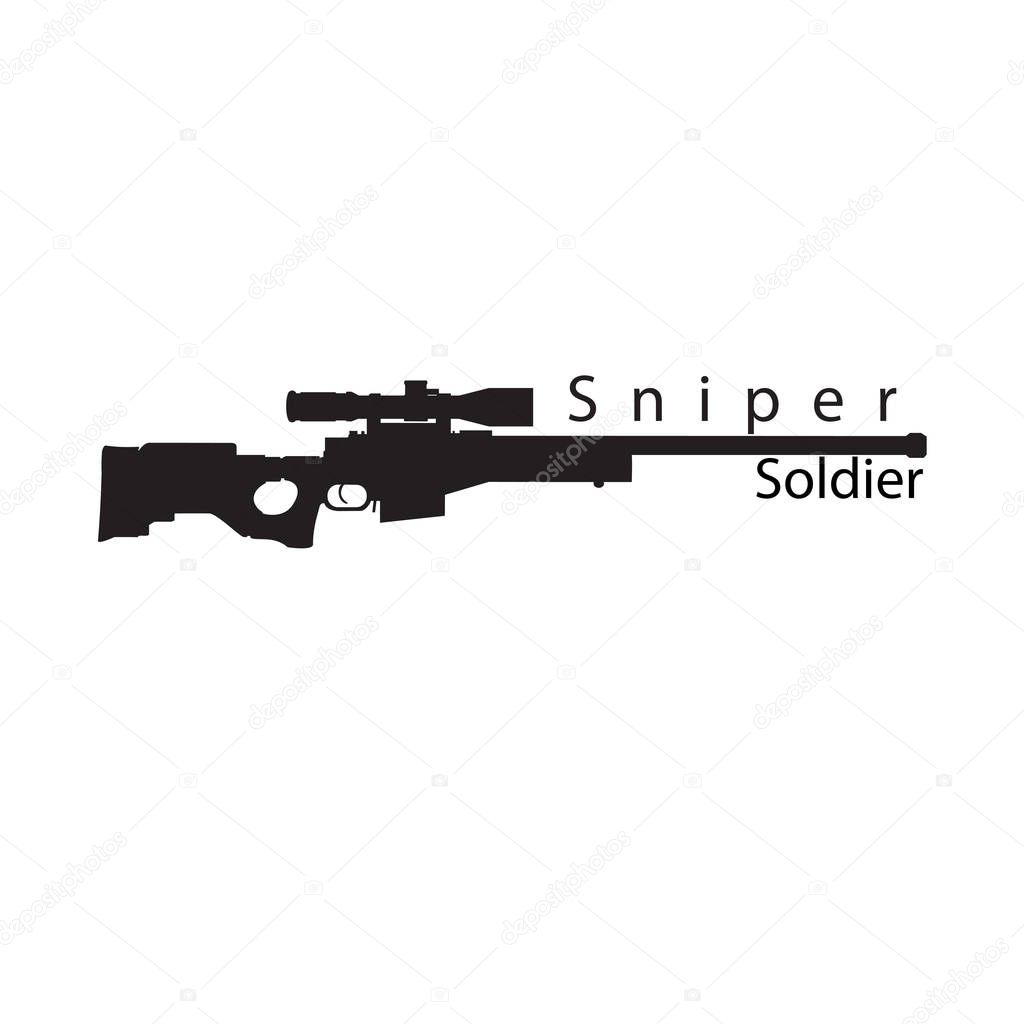 Sniper Soldier Black Text Gun Background Vector Image
