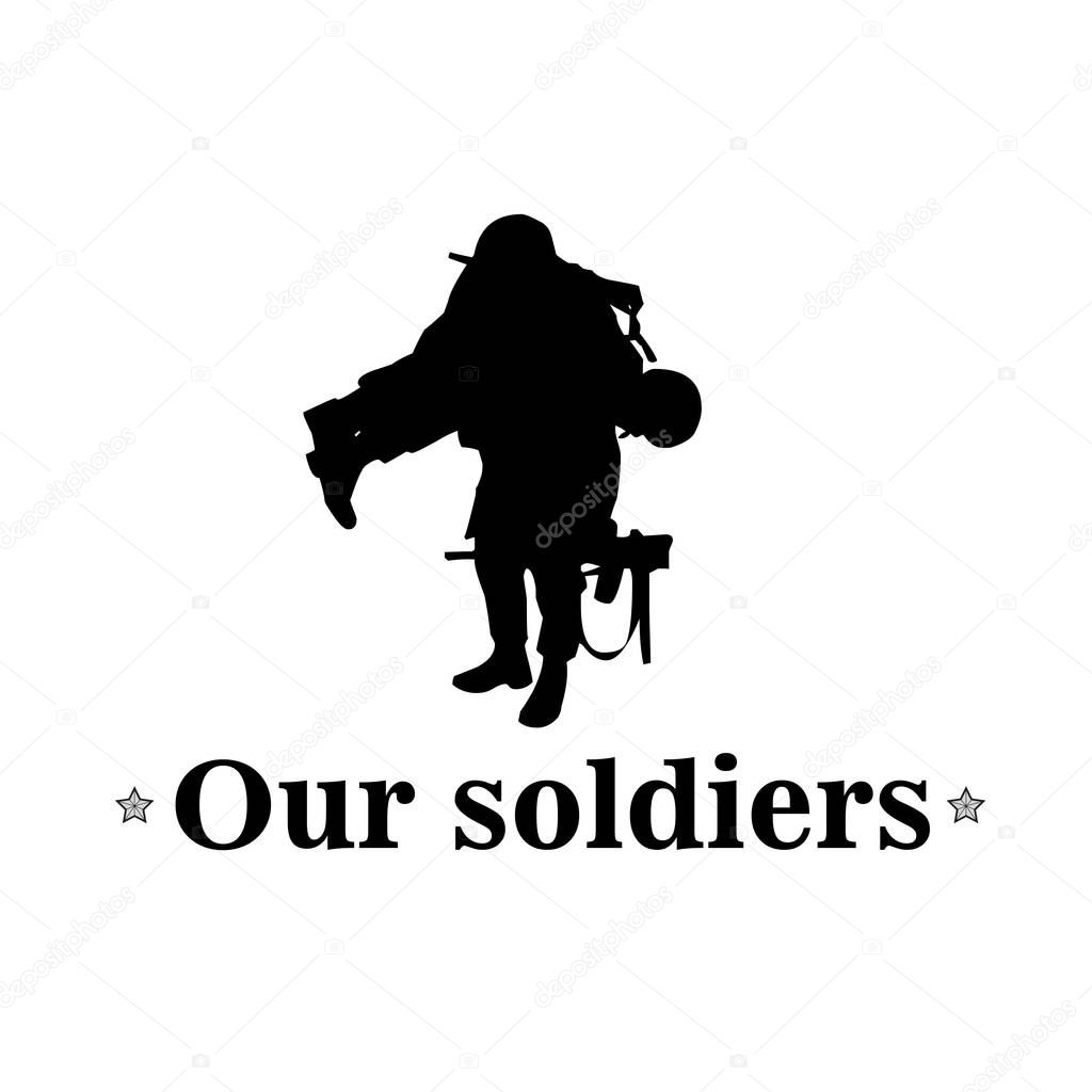 Our Soldiers Black Text Soldier Background Vector Image