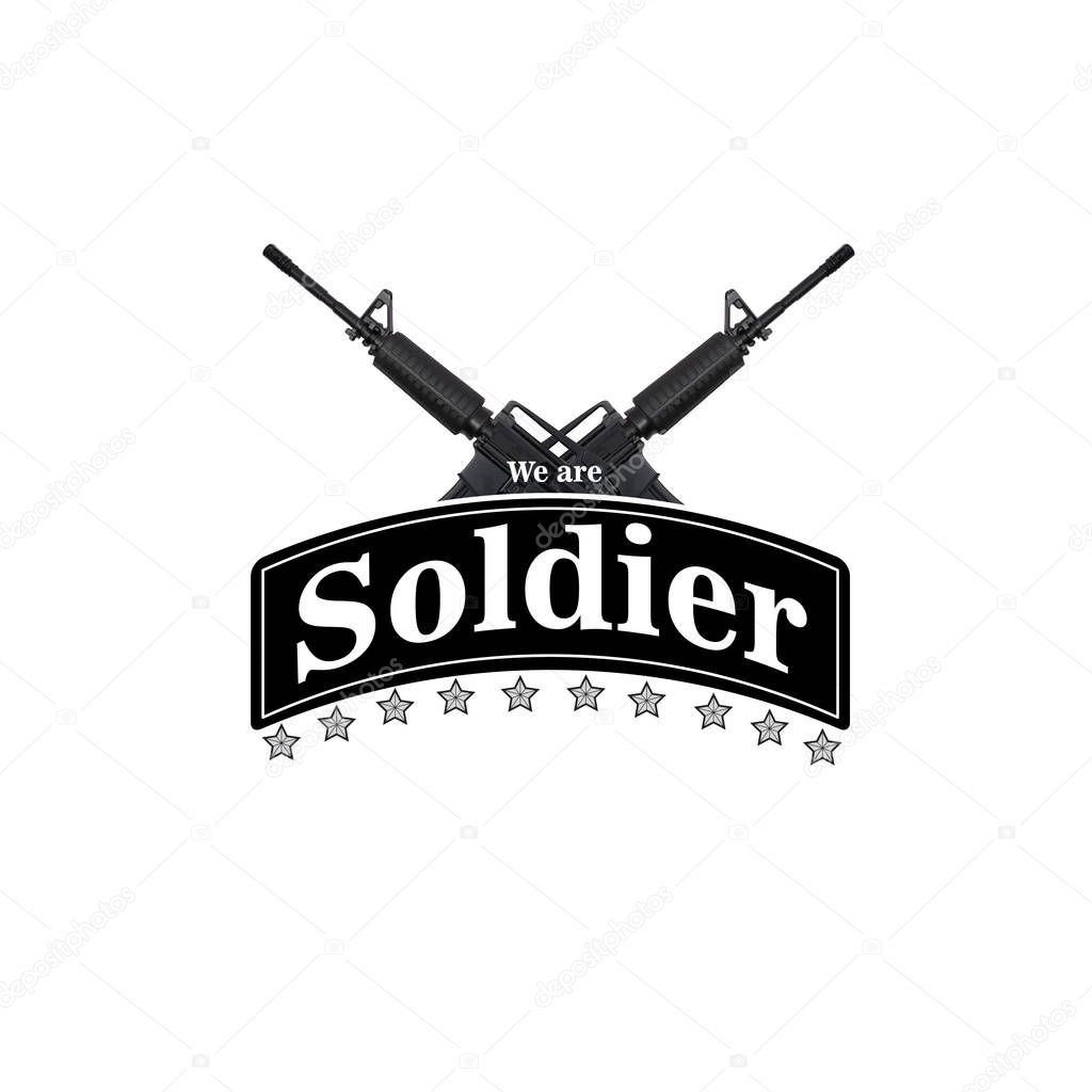 We Are Soldier Ribbon Star Guns Background Vector Image