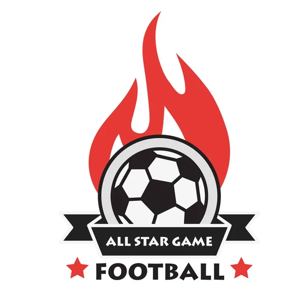 Ποδόσφαιρο Όλες Αστέρι Παιχνίδι Κορδέλα Φωτιά Μπάλα Διανυσματική Εικόνα Φόντου — Διανυσματικό Αρχείο