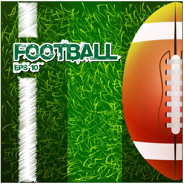 Football Text Vertical Rugby Ball Grass Background Vector Image — Stock Vector