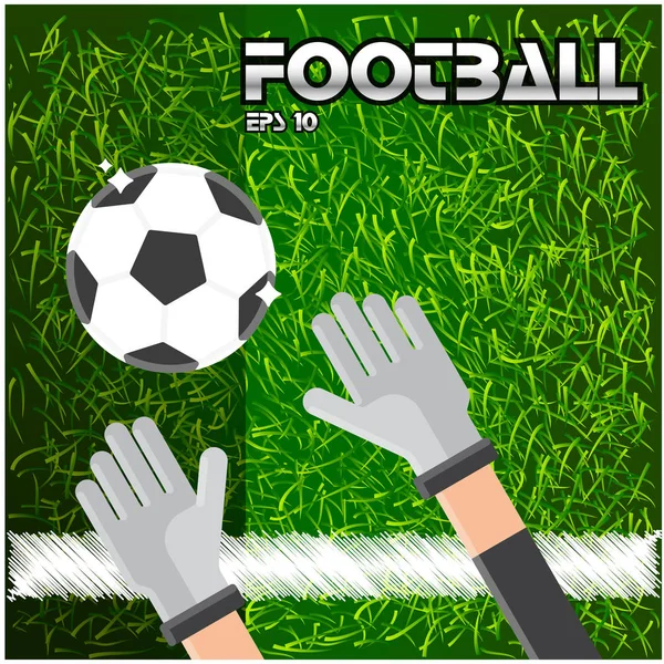 Fußball Text Torwart Gras Hintergrund Vektor Bild — Stockvektor