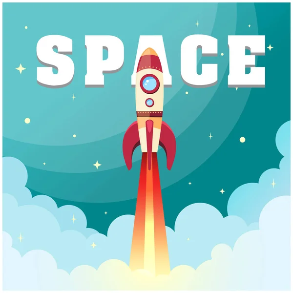 Lanzamiento Cohetes Espaciales Espacio Imagen Vectorial Fondo — Vector de stock