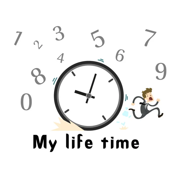 Vida Tiempo Reloj Hombre Corriendo Fondo Vector Imagen — Archivo Imágenes Vectoriales