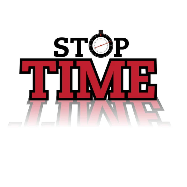 Stop Time Assista Imagem Vetorial Fundo Texto Vermelho —  Vetores de Stock