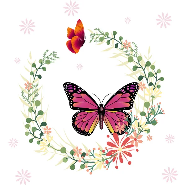 Motyl Kwiat Pierścień Tło Wektor — Wektor stockowy