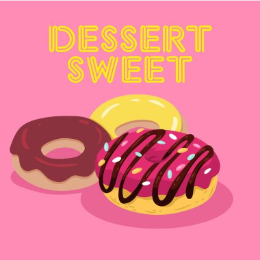 Tatlı tatlı üç Donut arka plan vektör görüntü