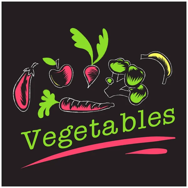 Gemüse Set Von Gemüse Hintergrundvektorbild — Stockvektor