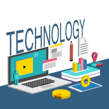 Teknoloji Laptop grafik beyaz arka plan vektör görüntü