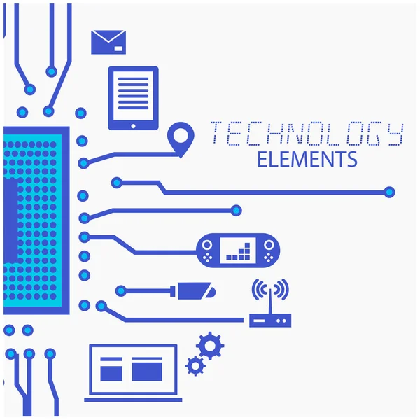 Technologie Elementen Circuits Witte Achtergrond Vector Image — Stockvector