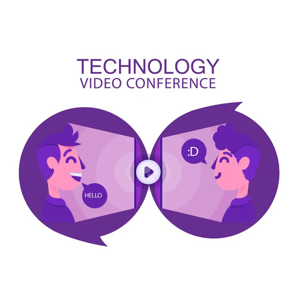 Tecnología Videoconferencia Dos Charla Humana Fondo Imagen Vectorial — Archivo Imágenes Vectoriales