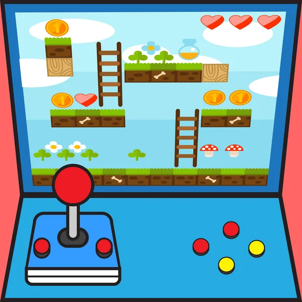 Máquina Jogo Controlador Jogos Interface Jogo Design Fundo Imagem Vetorial — Vetor de Stock