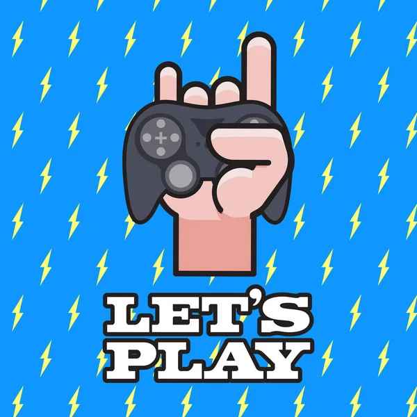 Let Play Joystrick Met Liefde Hand Signaal Achtergrondafbeelding Vector — Stockvector