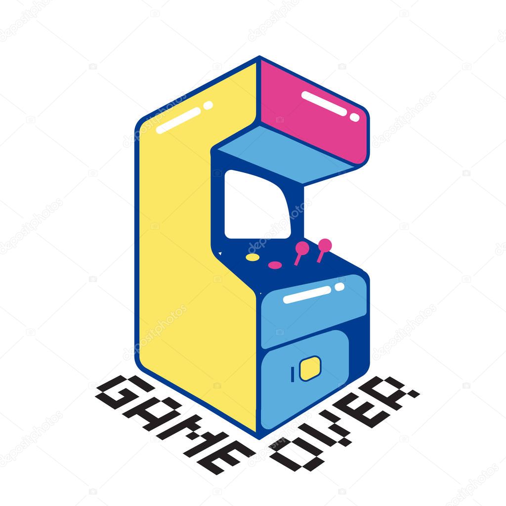 Game Over Game Machine White Background Vector Image