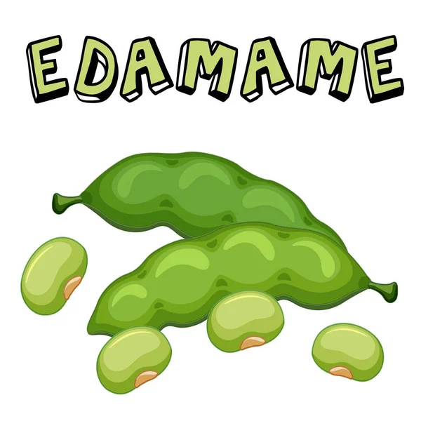 Frijoles Edamame Vegetales Fondo Blanco Imagen Vectorial — Vector de stock