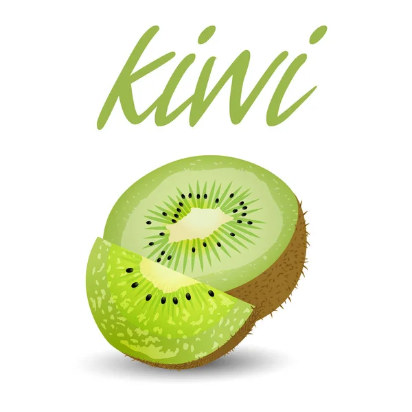 Fruit Kiwi Branco Fundo Vector Imagem — Vetor de Stock