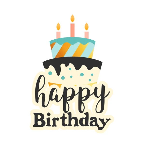 Happy Birthday Cake Vit Bakgrund Vector Image — Stock vektor