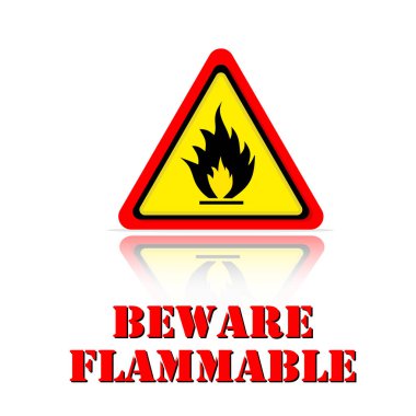 Yellow Warning Beware Flammable Icon Background Vector Image clipart