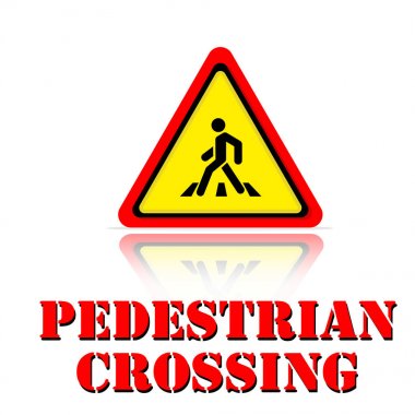 Sarı uyarı yaya geçidi simgesi arka plan vektör görüntü