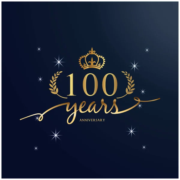 100 Anos Aniversário Luxuoso Logotipo Fundo Vector Imagem — Vetor de Stock