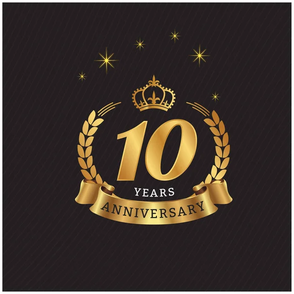 10 yıl yıldönümü altın şerit Crown arka plan vektör görüntü