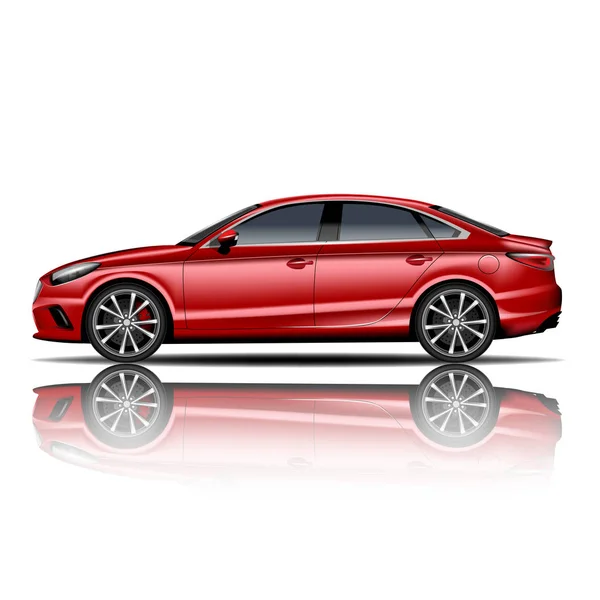 Moderne Auto Sedan Rood Witte Achtergrond Vector Image — Stockvector