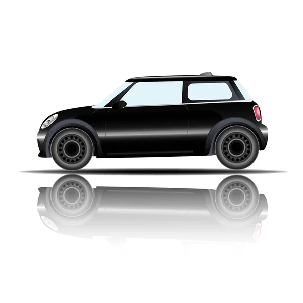 Mini Bil Svart Färg Vit Bakgrund Vector Image — Stock vektor