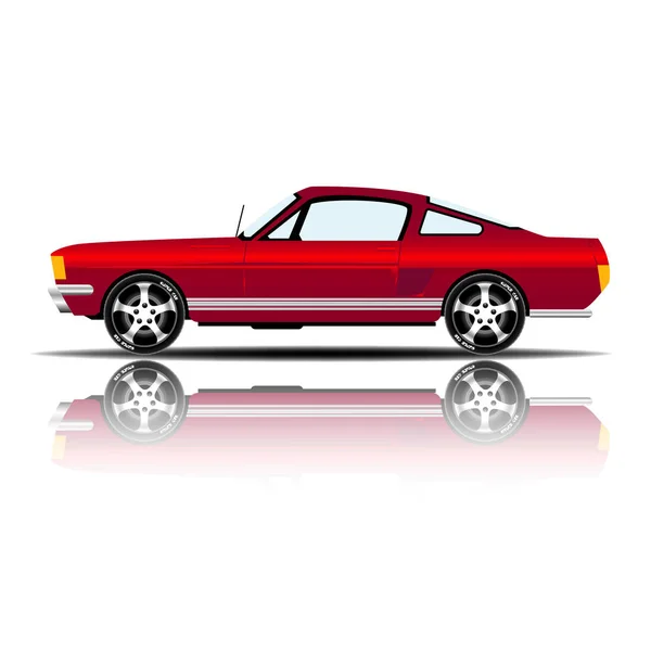 Retro Auto Rote Farbe Weißer Hintergrund Vektor Bild — Stockvektor