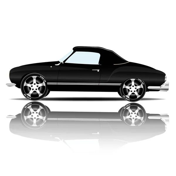 Retro Sportwagen Schwarze Farbe Weißer Hintergrund Vektor Bild — Stockvektor