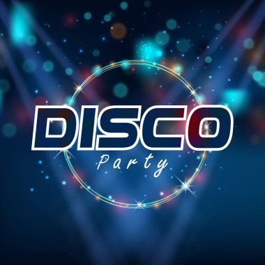 Disko parti daire çerçeve mavi renkli vektör görüntü