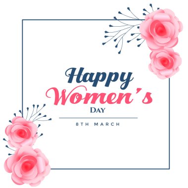 Mutlu kadın gün gül çerçeve arka plan vektör görüntü