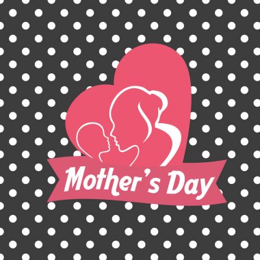 Anneler günü şerit kalp siyah arka plan vektör görüntü